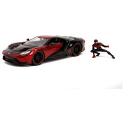 Jada 253225008 Marvel Miles Morales 2017 Ford GT Scala 1:24 in Metallo Diecast con Figura di Spider-Man colore Nero