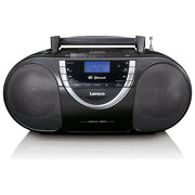 Lenco SCD-6900BK Lettore CD personale con Bluetooth DAB+ FM MP3 USB Cassetta Sveglia Retroilluminazione Blu colore Nero Argento