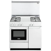 De longhi SEW8540NEDM Cucina a Gas 4 Fuochi Forno Elettrico con Grill Bianco 86x50 cm con Coperchio e Vano Portabombola