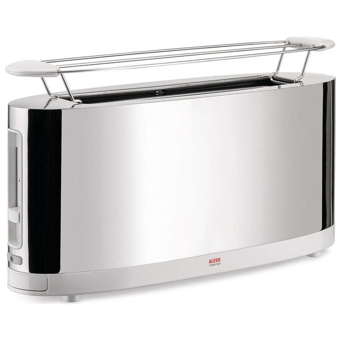Alessi SG68W Tostapane con Griglia Scaldabrioche Acciaio Inossidabile 1080W Funzione REHEAT e DEFROST colore Bianco