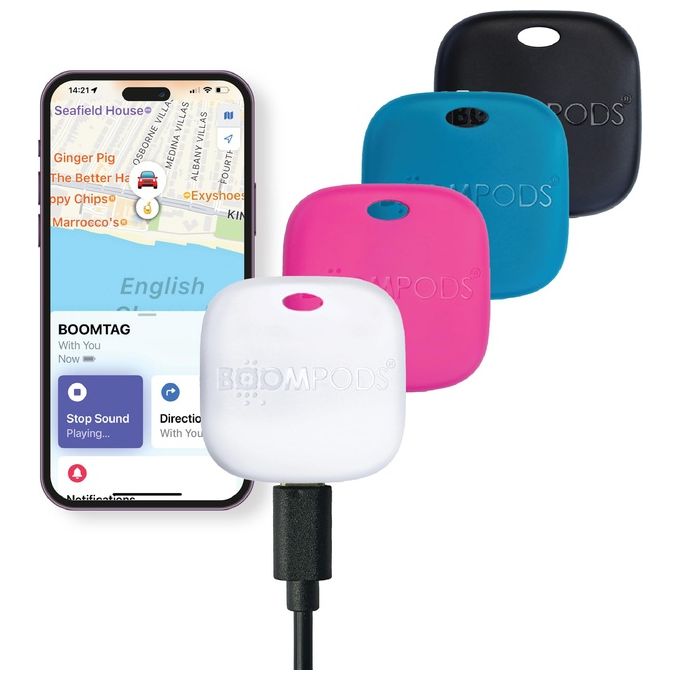 Boompods Boomtag Rechargeable 4er Nero-Blu-Bianco-Rosa