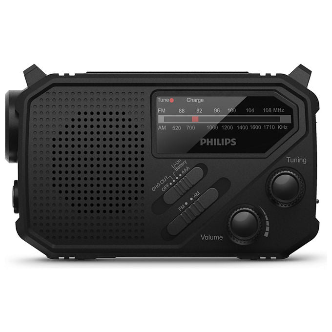 Philips TAR1609-00 Radio Portatile Analogico e Digitale con Allarme SOS e Torcia Nero