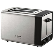 Bosch TAT5P420 Toster 2 Fessure Acciaio Inox e Plastica Potenza 970 W con Funzione Scongelamento Riscaldamento e Alzata Alta colore Argento-Nero