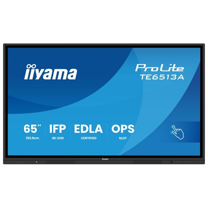 Iiyama TE6513A-B3AG ProLite TE6513A-B3AG Pannello piatto interattivo 65'' 4K UHD Touchscreen 40 punti touch Wi-Fi 6 Android 14 colore Nero