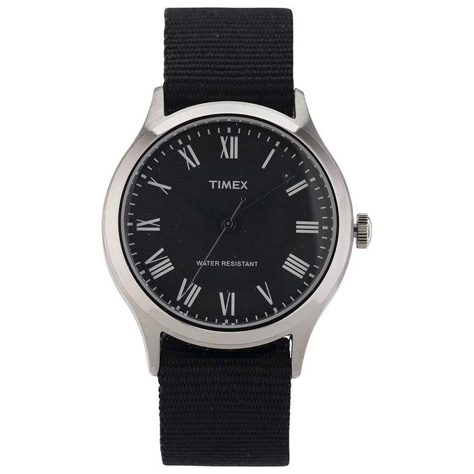 Timex Orologio al Quarzo WHITNEY AVENUE con quadrante in acciaio 35 MM colore acciaio e cinturino in tessuto Nero resistente fino a 50 M