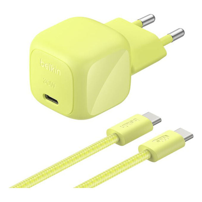 Belkin WCA008KQ2MGR-B6 BoostCharge Caricatore USB-C 30W PD con Cavo 2 m Tipo C a Tipo C colore Verde