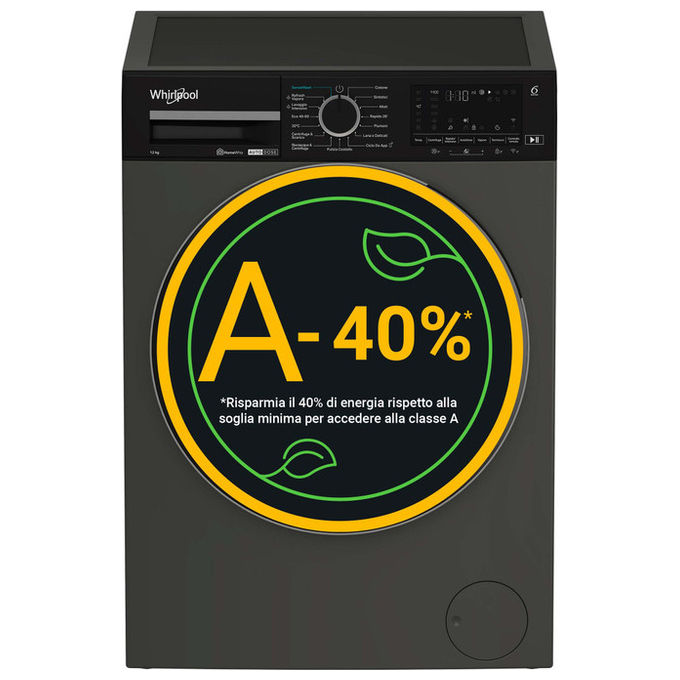 Whirlpool WPM 210G ADS IT Lavatrice Caricamento Frontale 12 Kg 1300 rpm Classe A Vapore Wi-Fi (60x63x84.5 cm) colore Grigio