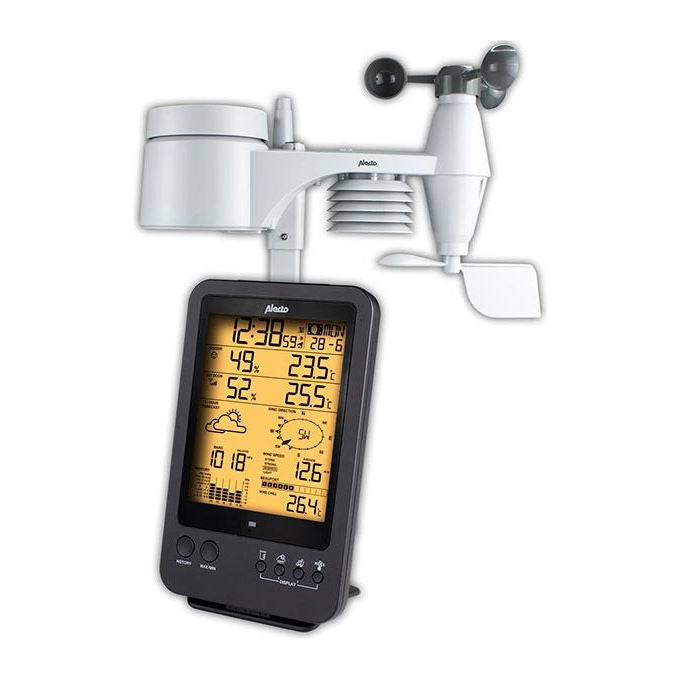 Alecto WS-4700 Stazione Meteorologica Wireless 5 in 1 con Sensore Esterno Display Retroilluminato Orologio Radio Fasi Lunari colore Nero