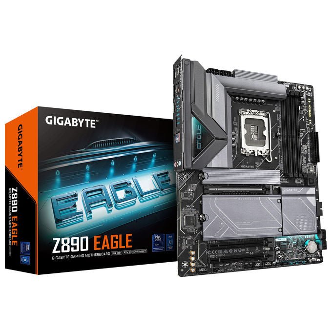 Gigabyte Z890 EAGLE Scheda Madre Supporta CPU Intel Core Ultra Serie 2 VRM 14+1+2 Fasi DDR5 fino a 8800MHz OC PCIe 5.0 M.2 USB4 LAN 2.5GbE ATX colore Nero