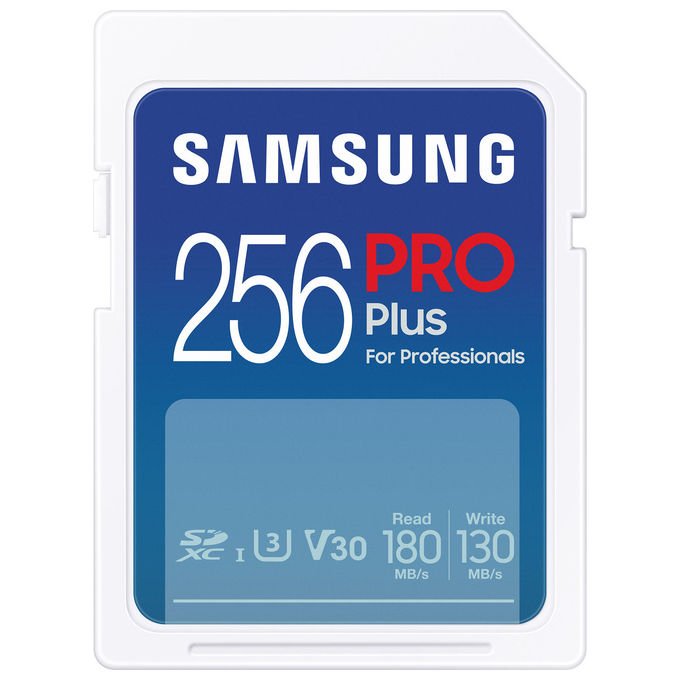 Samsung MB-SD256S-EU PRO Plus Scheda di Memoria SD SDXC 256 GB UHS-I U3 V30 Lettura 180 MB-s Scrittura 130 MB-s Video 4K colore Blu