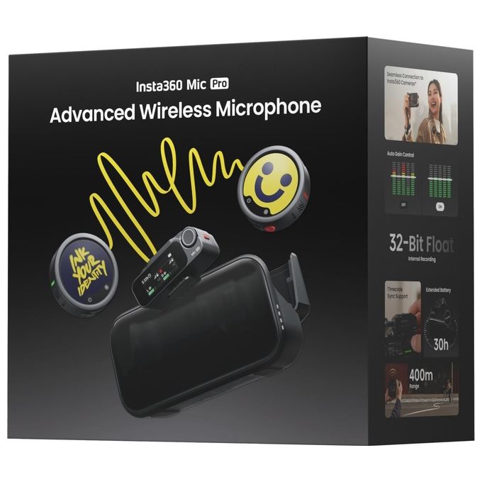 Insta360 MCA10 Microfono Insta360 MIC PRO 2 TX + 1 RX colore Nero
