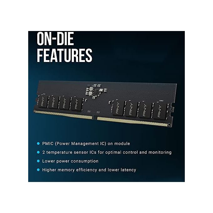 PNY PERFORMANCE DDR5 16GB 4800 MHz DIMM Modulo RAM per computer desktop CL40 1.1V Nero