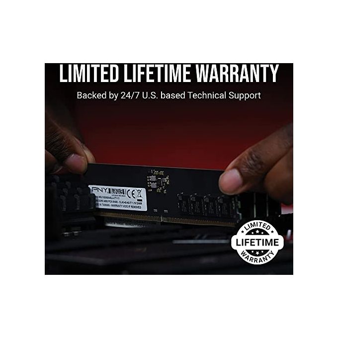 PNY PERFORMANCE DDR5 16GB 4800 MHz DIMM Modulo RAM per computer desktop CL40 1.1V Nero