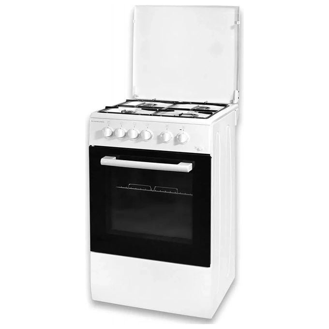 Schaub Lorenz SS941EW Cucina 5 Fuochi A Gas 90×60 Cm Coperchio cristallo con frontale alluminio Forno Elettrico Multifunzione Grill Elettrico Classe A Bianco