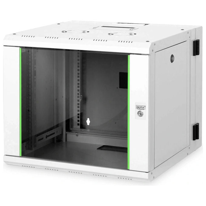 Digitus DN-19 09-U-3 Serie Unique Armadio di rete 19 pollici 9U orientabile con porta in vetro e montaggio a parete colore Grigio