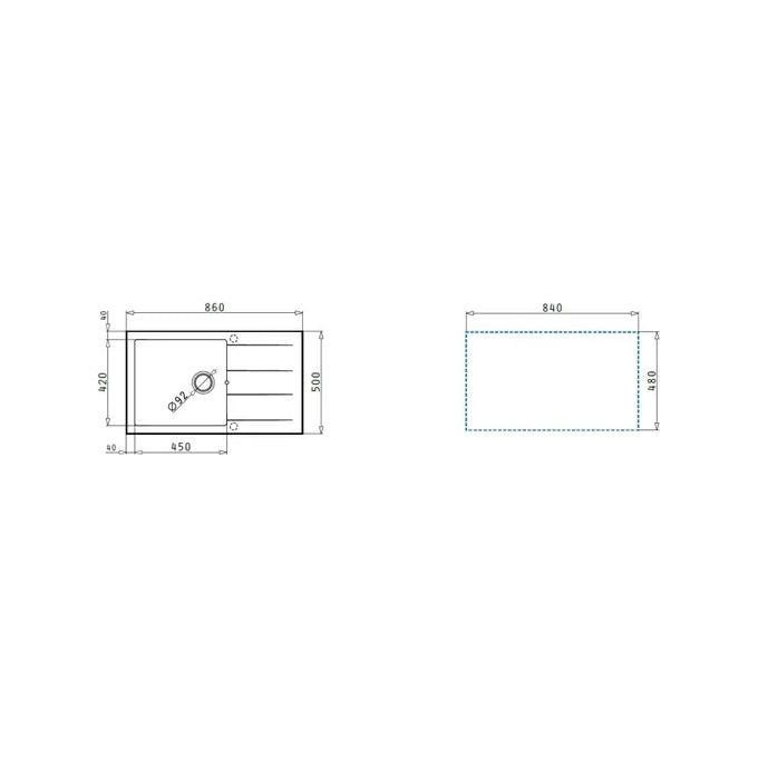 Castalia Lavello 86x50cm 1 Vasca  1-2 Tf