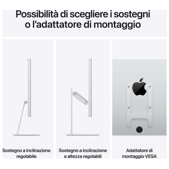 Apple MFEY4T-A Studio Display Monitor 27'' 5K Retina 12MP Center Stage Thunderbolt 5 colore Argento