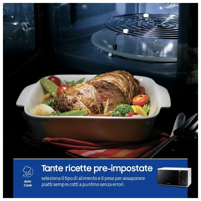 Samsung MG23K3515AW Advanced Forno a Microonde con Grill Capacita' 23 Litri Potenza 800 W Auto Cook Display LED Bianco