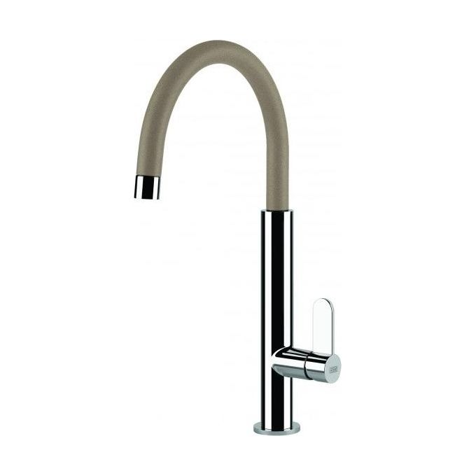 Elleci Dove MGKDOV43 - Miscelatore da cucina monocomando, da incasso, Granitek, canna girevole, 41,5 cm, Acciaio-Tortora