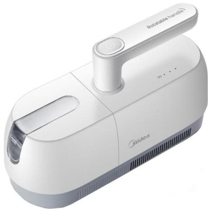 Midea B5D Vacuum - Battitappeto portatile ciclonico antiacaro per materassi, ricaricabile, capacita' 0,35 L, autonomia 20 min, filtro ciclone + UV, Bianco-Grey