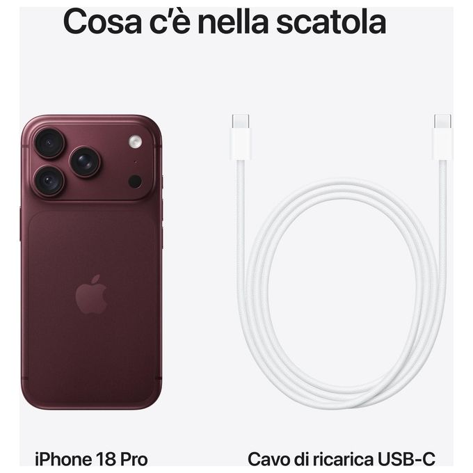 Apple MJRR4QL-A iPhone 18 Pro Smartphone 5G OLED 6.3'' 256 GB 48 MP 18 MP colore Borgogna