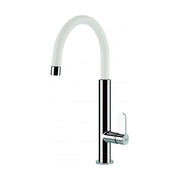 Elleci Dove MKKDOV96 - Miscelatore da cucina monocomando, da incasso, Keratek, canna girevole, 41,5 cm, Acciaio-Bianco
