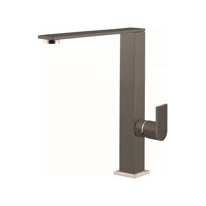 Elleci Flat MKKFLA93 - Miscelatore da cucina monocomando, da incasso, Keratek Plus, canna girevole, 25,2 cm, Dove Grey