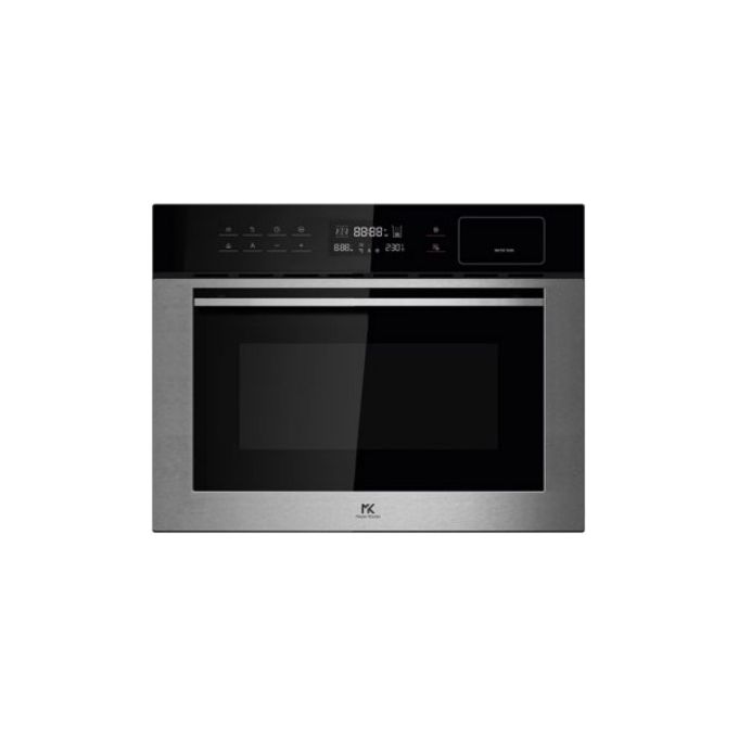 Master Kitchen MKO 45348CS-PR XS-BK – Forno da incasso compatto combinato a vapore, 34 L, Classe A, 7 funzioni (cottura tradizionale + vapore), controllo Touch, finitura inox e vetro nero , 595 x525×454 mm