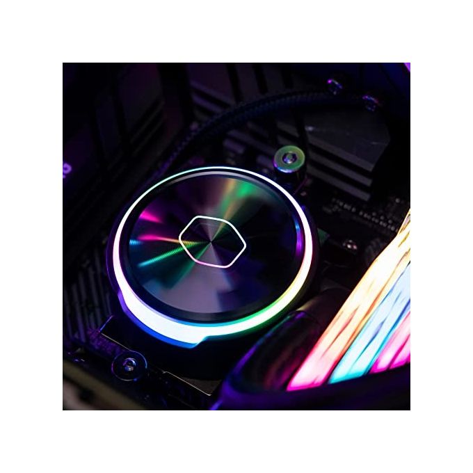 Cooler Master MasterLiquid PL240 Flux - Sistema di Raffreddamento a Liquido AIO per CPU, 2 Ventole 120 mm, Radiatore 240 mm, Controller RGB Indirizzabile Gen2 - Supporta AMD e Intel