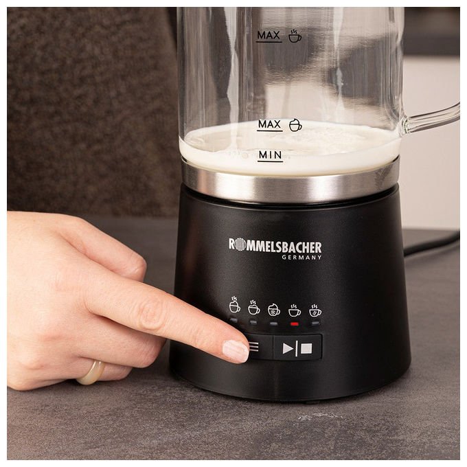 Rommelsbacher MS 625 Montalatte 5 Funzioni Capacita' Schiuma 250 ml Capacita' Riscaldamento 500 ml Potenza 600 W colore Nero