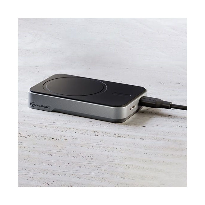 Alogic MSPB5K PowerBank con MagSafe 5000 mAh Ricarica Wireless 15 W Compatibile Qi e MagSafe colore Nero