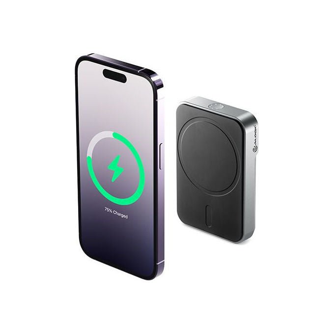 Alogic MSPB5K PowerBank con MagSafe 5000 mAh Ricarica Wireless 15 W Compatibile Qi e MagSafe colore Nero
