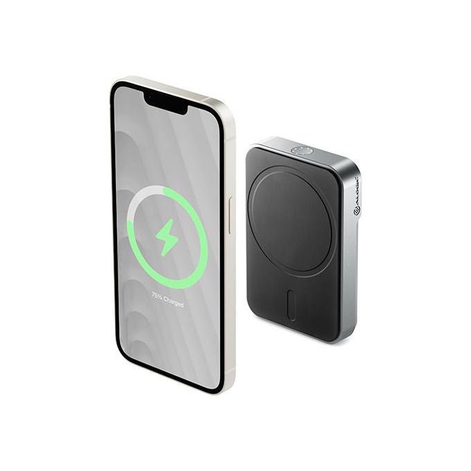 Alogic MSPB5K PowerBank con MagSafe 5000 mAh Ricarica Wireless 15 W Compatibile Qi e MagSafe colore Nero
