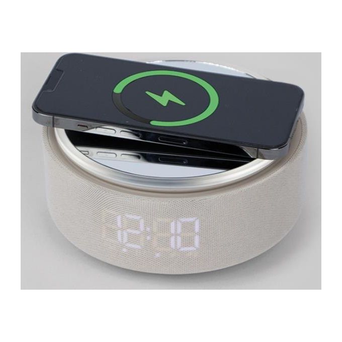 Neo Specchio con Lampada Orologio Cassa Beige