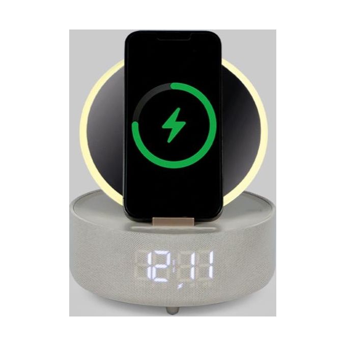 Neo Specchio con Lampada Orologio Cassa Grigio