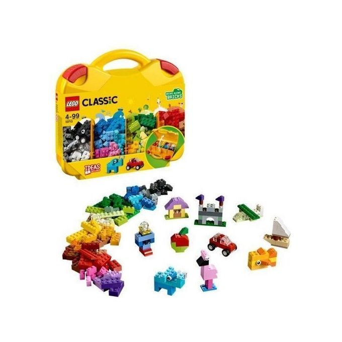 LEGO Classic Valigetta Creativa 10713 Contenitore Mattoncini Colorati con Macchina Giocattolo, Nave, Casa, Castello e Animali da Costruire, Giochi per l'Apprendimento per Bambini e Bambine da 4 Anni