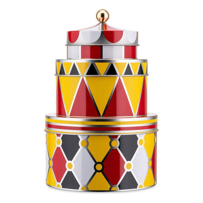 Alessi MW31S3 Set di 3 Scatole Portaoggetti Circus Diametro 17.6 cm colore Rosso-Giallo-Nero