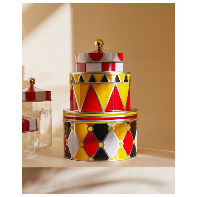Alessi MW31S3 Set di 3 Scatole Portaoggetti Circus Diametro 17.6 cm colore Rosso-Giallo-Nero