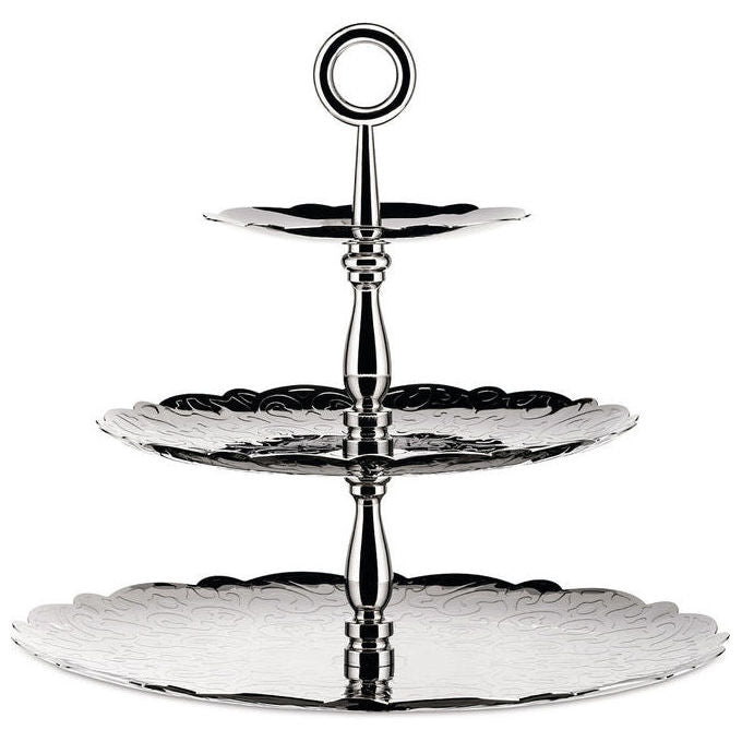 Alessi MW52-3 Dressed Alzata a Tre Elementi in Acciaio Inossidabile 18-10 con Decoro a Rilievo colore Acciaio inox