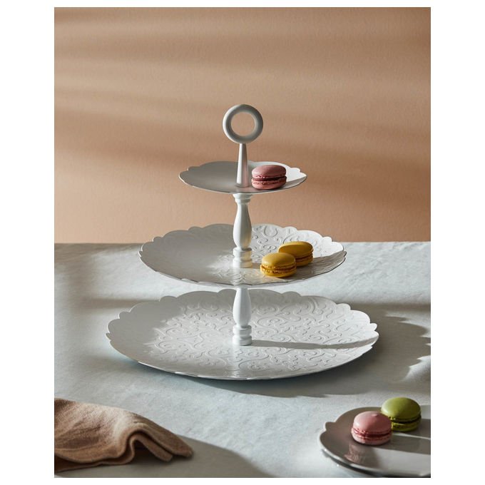 Alessi MW52-3 Dressed Alzata a Tre Elementi in Acciaio Inossidabile 18-10 con Decoro a Rilievo colore Acciaio inox