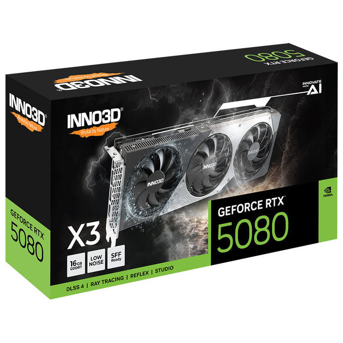 INNO3D N50803-16D7-176068N GeForce RTX 5080 Scheda Grafica 16GB GDDR7 256Bit PCI Express 5.0 3 Ventole colore Nero