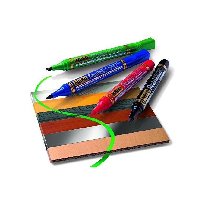 Pentel Confezione 12 marcatori perm. Punta conica nero Amiko