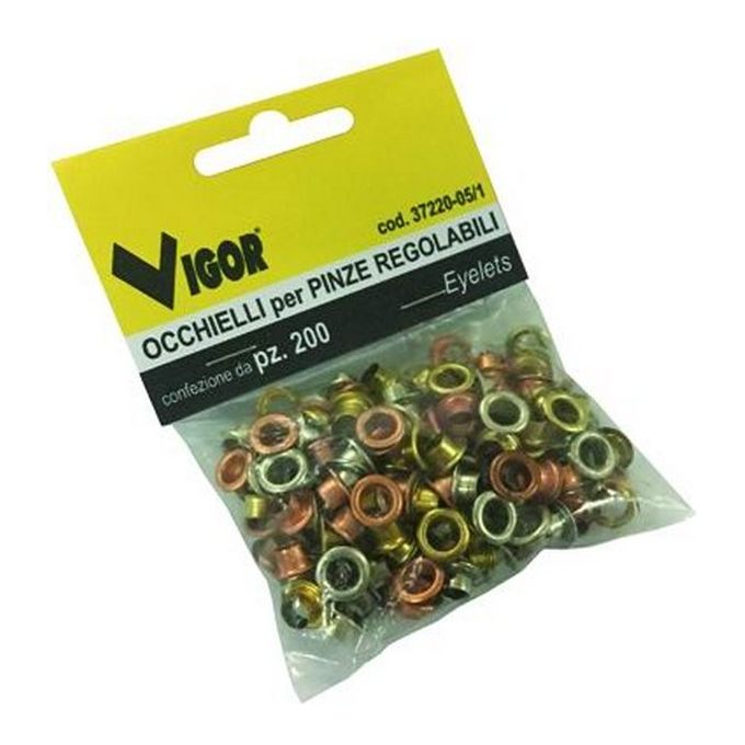 Vigor Occhielli Per Pinze Set 200 Pezzi Regolabili