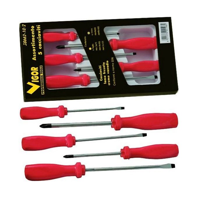 Cacciaviti Vigor Red-Grip Serie 5 Pezzi