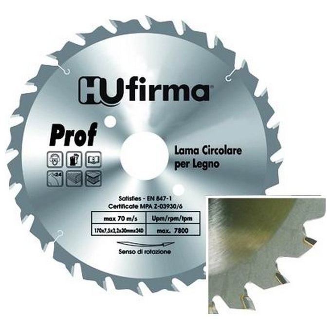 Hu-Firma Lame Circolari Legno 24 Denti Mm.140