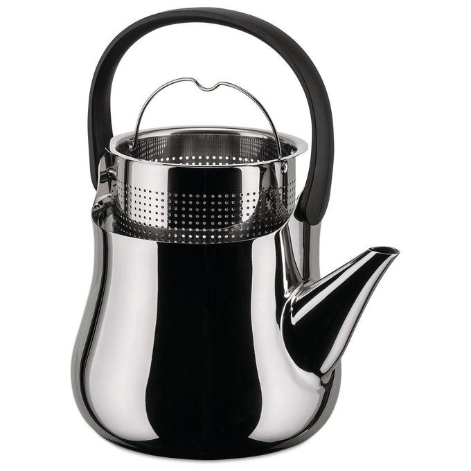 Alessi NF01 Bollitore Teiera Acciaio Inossidabile 18-10 Adatto per Induzione con Filtro per Foglie di Te' colore Argentato