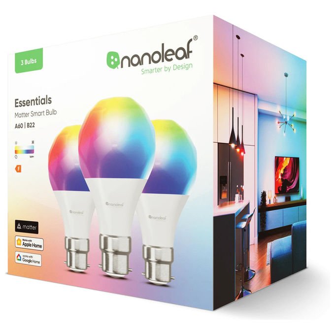 Nanoleaf NF080B02-3A19B Lampadina intelligente Wi-Fi Bluetooth Matter 8.5 W 2700K-6500K 16M colori colore Bianco