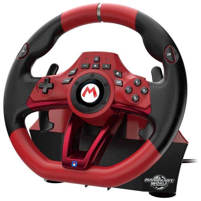 Hori NSX-123E Mario Kart Racing Wheel Pro Deluxe Volante da Corsa con Pedali Compatibile Nintendo Switch 2 Switch OLED PC Regolazione Dead Zone 7 Livelli Sensibilita' Angolo Sterzata 180° 270° colore Multicolore
