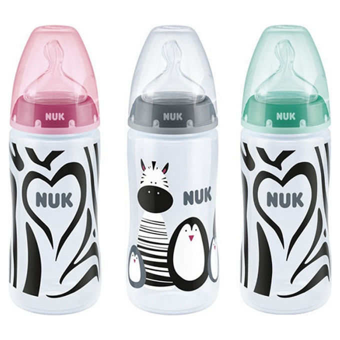 NUK First Choice+ - Biberon 300 ml Silicone 0-6 mesi con Indicatore di Temperatura e Sistema Anti-Colica
