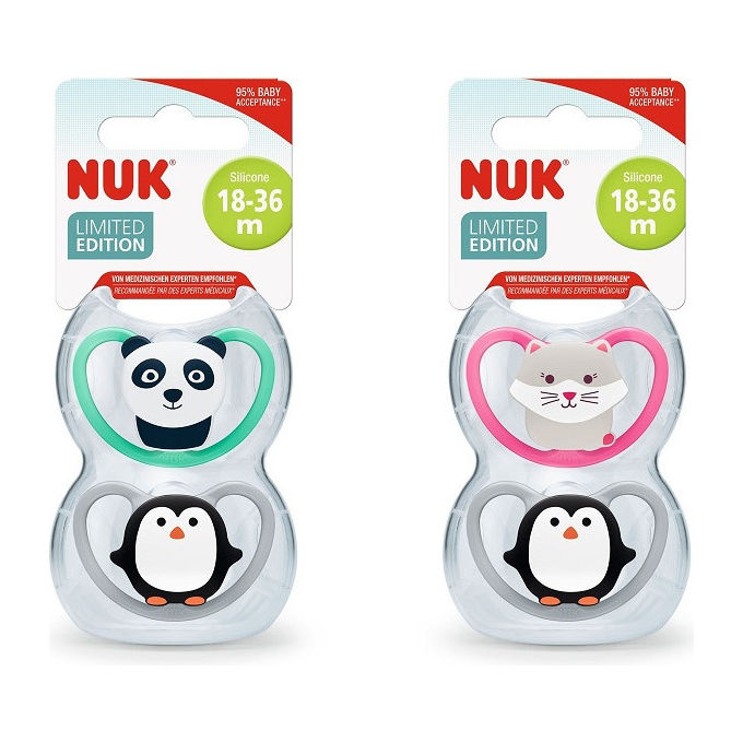 NUK Succhietto Space Monochrome in Silicone per Bambini da 18 a 36 Mesi Confezione da 2 Pezzi